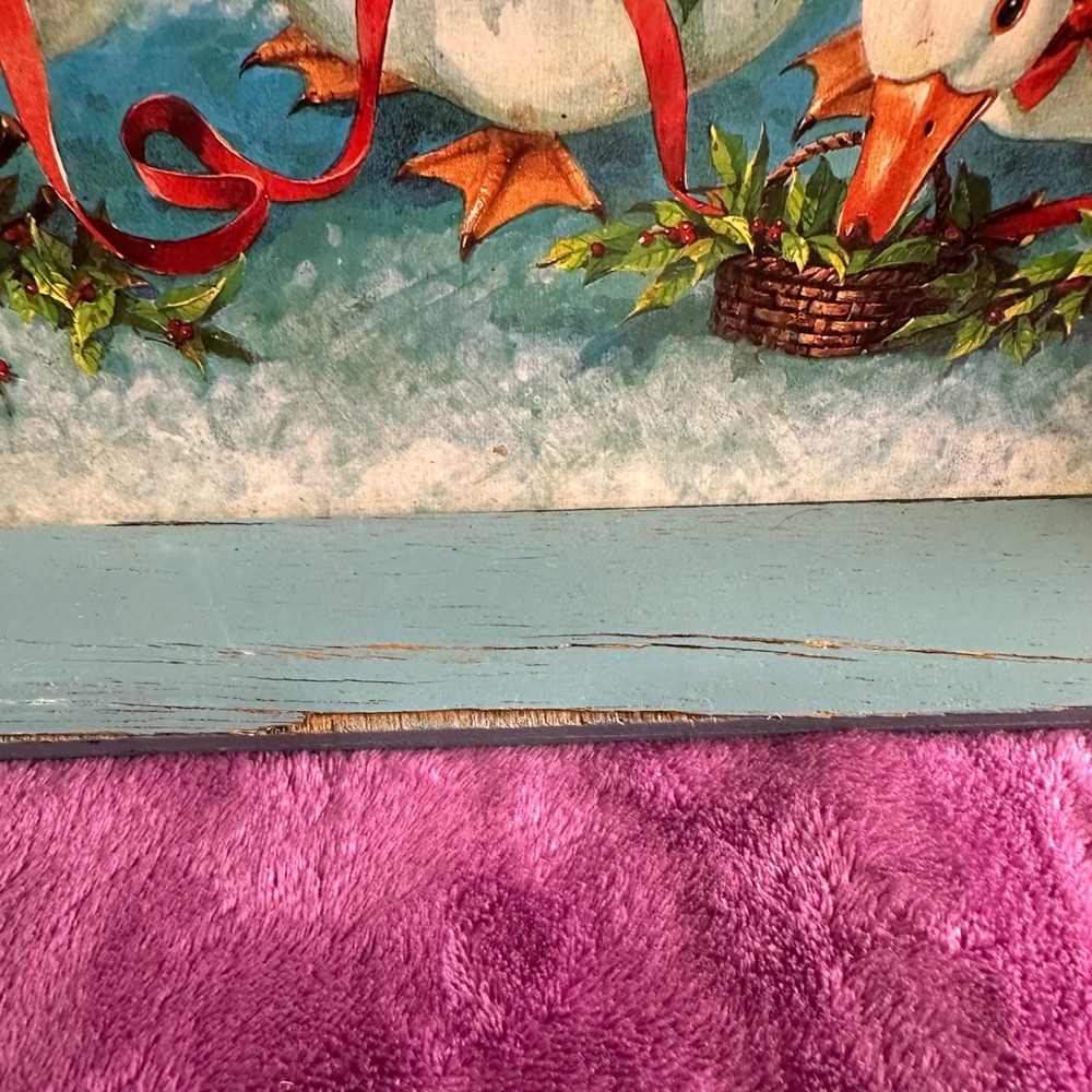 Vintage Goose Christmas Serving Tray Decor Holiday Country Farmhouse - Picture 2 of 7